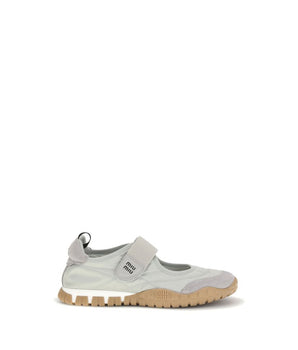 Miu Miu Gray Recycled Polyamide Ballet Flats