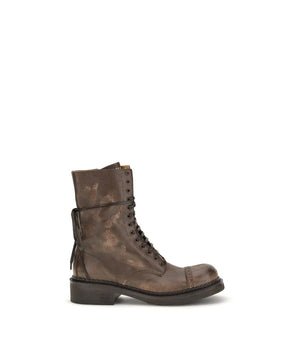 Miu Miu Brown Rubber Lace-Up Boots