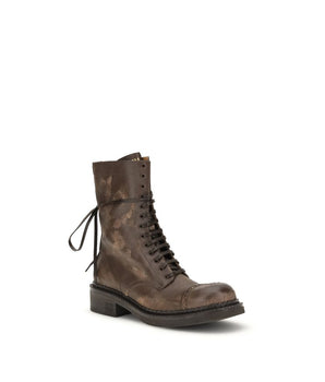 Miu Miu Brown Rubber Lace-Up Boots