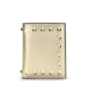 Valentino Garavani Gold Calf Leather Bos Taurus Wallet