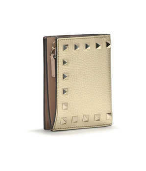 Valentino Garavani Gold Calf Leather Bos Taurus Wallet