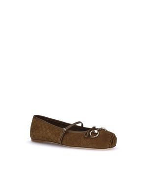 Gucci Brown Calf Leather Bos Taurus Ballet Flats
