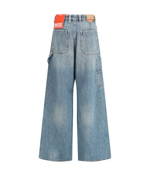Diesel Blue Cotton Relaxed Fit Jeans