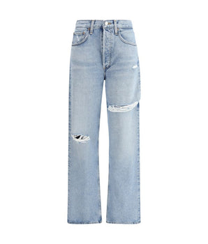 Agolde Light Blue Cotton Straight-Leg Jeans