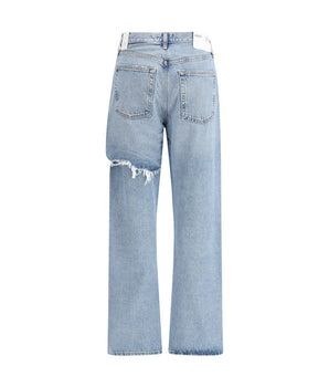 Agolde Light Blue Cotton Straight-Leg Jeans