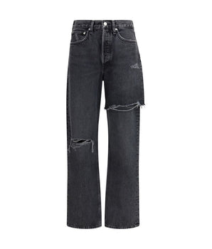 Agolde Black Recycled Cotton Straight-Leg Jeans