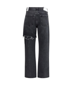 Agolde Black Recycled Cotton Straight-Leg Jeans