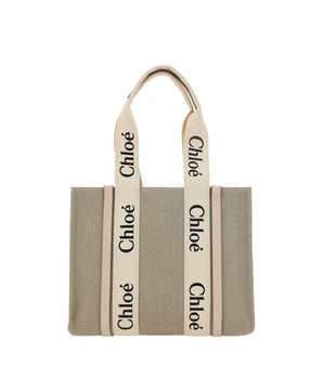 Chloé Beige Linen Shoulder Bag