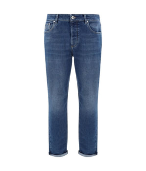 Brunello Cucinelli Blue Cotton Straight-Leg Jeans