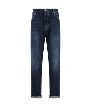 Brunello Cucinelli Blue Cotton Straight-Leg Jeans