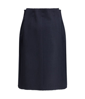 Prada Blue Fleece Wool Midi Skirt