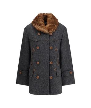 Prada Gray Fleece Wool Coat