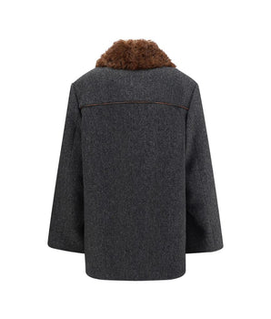 Prada Gray Fleece Wool Coat