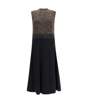 Prada Black Fleece Wool Casual Dress