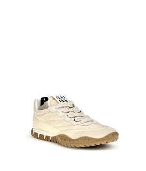 Miu Miu Cream Recycled Polyamide Athletic Sneakers