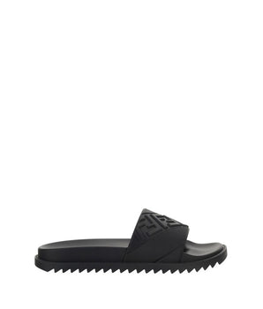 Fendi Black Rubber Flat Sandals