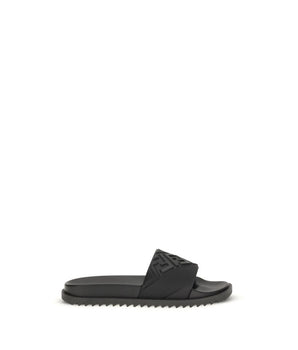Fendi Black Rubber Flat Sandals