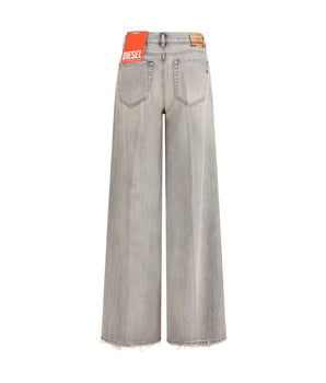 Diesel Gray Cotton Flared Jeans