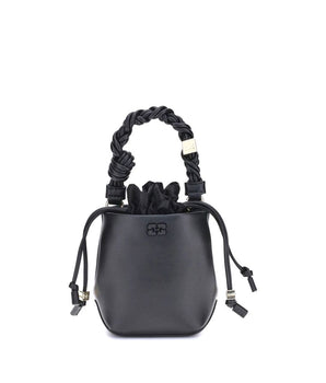 Ganni Black Recycled Leather Backet Bag