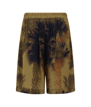 Laneus Brown Viscose Bermuda Shorts