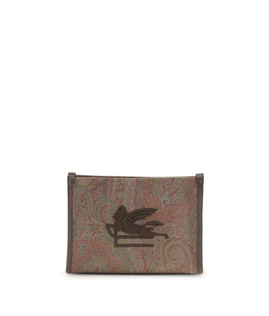 Etro Brown Calf Leather Bos Taurus Clutch Bag