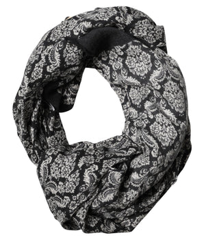 Dolce & Gabbana Black White Damask Patterned Lace Men Scarf