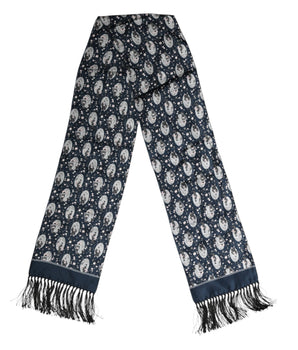 Dolce & Gabbana Navy Blue Silk Neck Wrap Shawl Men Scarf
