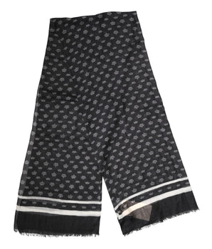 Dolce & Gabbana Black Crown Cashmere Neck Wrap Shawl Scarf