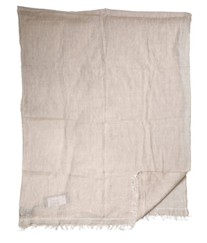 Dolce & Gabbana Beige Linen Neck Wrap Men Shawl Fringe Scarf