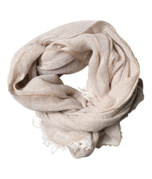 Dolce & Gabbana Beige Linen Neck Wrap Men Shawl Fringe Scarf