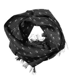 Dolce & Gabbana Black Silk Dotted Men Neck Wrap Shawl Scarf