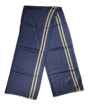 Dolce & Gabbana Blue Cashmere Neck Wrap Shawl Fringes Scarf