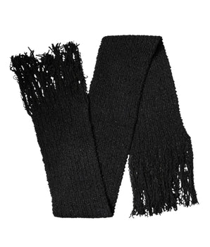 Dolce & Gabbana Black Cashmere Knit Shawl Fringes Scarf
