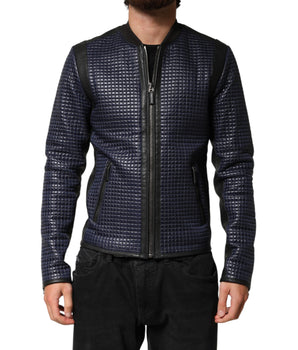Dolce & Gabbana Blue Nylon Full Zip Bomber Men Jacket
