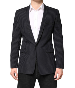 Dolce & Gabbana Black Stripes 1 Button Suit Jacket Blazer