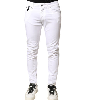 Dolce & Gabbana White Cotton Stretch Skinny Denim Men Jeans