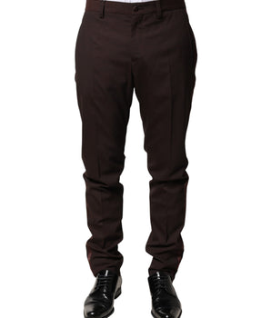 Dolce & Gabbana Brown Polyester Men Dress Trousers Pants