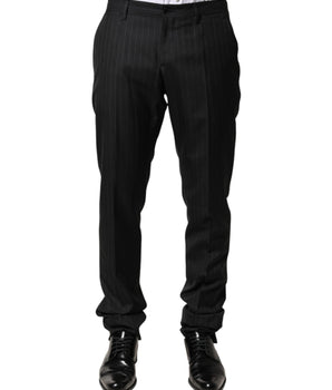 Dolce & Gabbana Black Stripes Wool Men Dress Trousers Pants