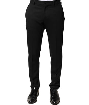 Dolce & Gabbana Black Wool Mid Waist Men Dress Trousers Pants