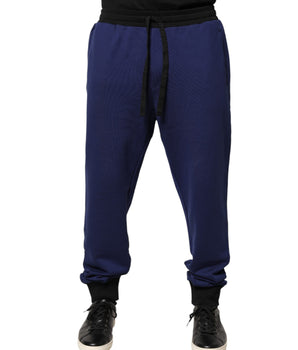 Dolce & Gabbana Blue Cotton Mid Waist Jogger Trousers Pants