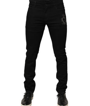 Dolce & Gabbana Black Sacred Heart Men Cotton Denim Jeans