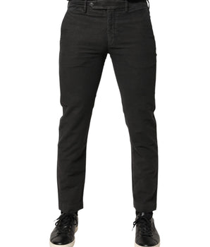 Maison Clochard Dark Gray Cotton Mid Waist Skinny Men Denim Jeans