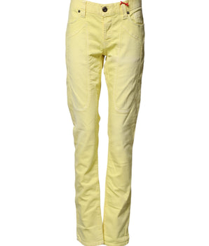 Jeckerson Yellow Mid Waist Straight Fit Men Denim Trouser Jeans