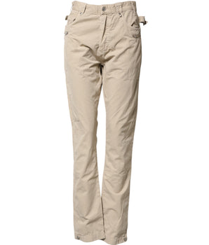 Daniele Alessandrini Beige Cotton Mid Waist Straight Men Denim Jeans