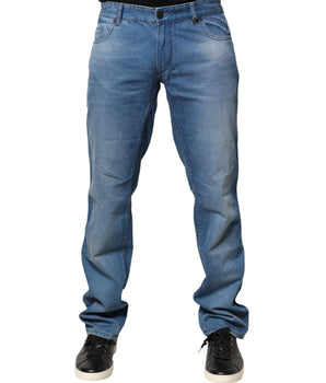 Verri Blue Washed Cotton Skinny Fit Men Denim Trouser Jeans