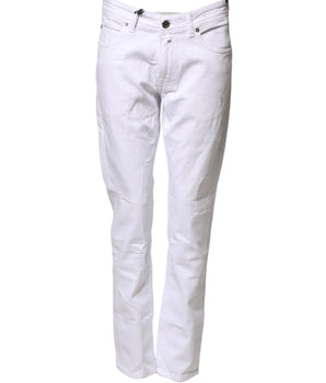 Briglia 1949 White Cotton Straight Fit Men Denim Trouser Jeans