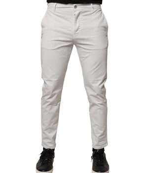 Daniele Alessandrini White Cotton Mid Waist Skinny Men Denim Jeans