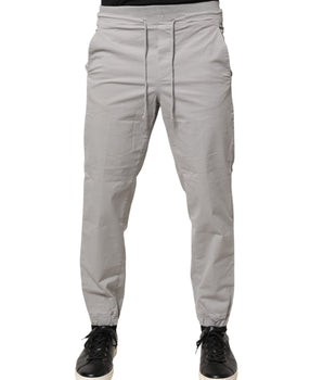 Dondup Light Gray Cotton Mid Waist Skinny Men Jogger Trouser Pants
