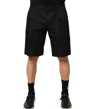 Dolce & Gabbana Black Cotton Stretch Mid Wasit Bermuda Shorts