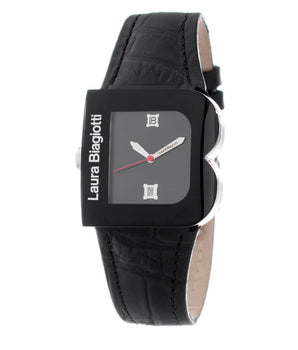 Laura Biagiotti Black Leather Dress Watch